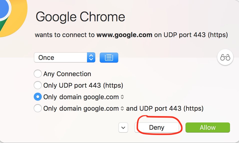 Deny button highlighted on Google Chrome firewall prompt